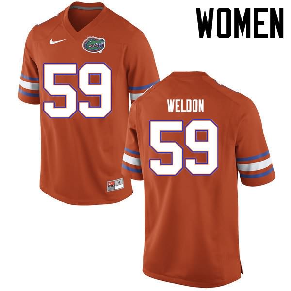 Women's NCAA Florida Gators Danny Weldon #59 Stitched Authentic Nike Orange College Football Jersey PZN7765YA